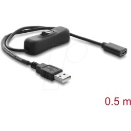 DELOCK 81658 - Cable de alimentación USB A conector / hembra C con interruptor,