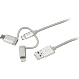 STARTECH.COM ST LTCUB1MGR - 3-en-1 cable 1m Lightning, USB Tipo-C, micro-B..