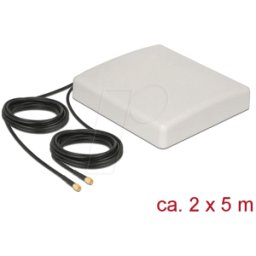 DELOCK 89890 - Antena LTE, 2 conectores macho SMA direccional RG-58, 5 m, beige