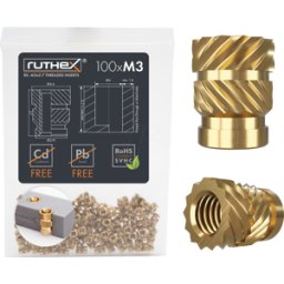 RUTHEX RX-M3X5,7 - Impresión 3D, insertos de rosca, M3x5.7, 100 piezas