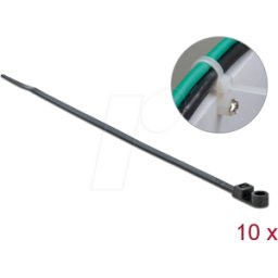 DELOCK 18951 - Bridas de cable, atornilladas, 300 x 4,8 mm, negro, 10 uds