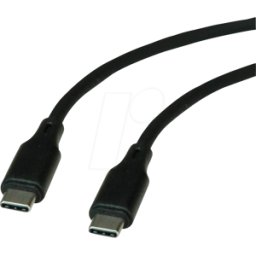 ROLINE 11029120 - Cable USB 2,0, C macho a C macho, silicona, 60W, negro, 1 m.