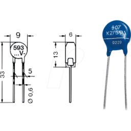 FREI VDR-0,6 300 - Varistor,RM 7,5mm, 0,6W, 300VCA