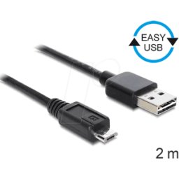 DELOCK 83367 - Cable USB 2.0, conector macho A EASY a conector Micro B, 2 m
