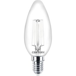CENTURY CEN INH1W451427 - Lámpara LED E14, 4,5 W, 470 lm, 2700 K, filamento, blanco