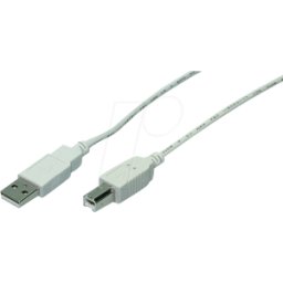 LOGILINK CU0008 - Cable USB 2.0, a macho a macho B macho, gris, 3,0 m