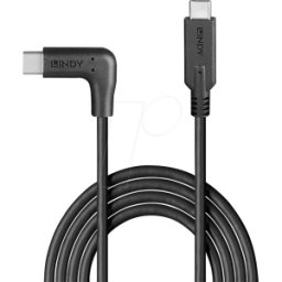 LINDY 32019 - Cable USB 10Gbit/s, macho a macho C, ángulo de 90°, 1,5m