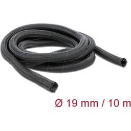 DELOCK 19046 - Funda trenzada de cierre automático 10 m x 19 mm, color negro