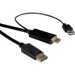 ROLINE 11045992 - Conector DisplayPort 1,2 a HDMI A, 4K 60Hz, 2,0 m..