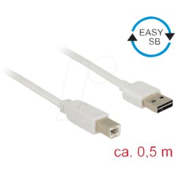 DELOCK 83685 - Cable USB 2.0, enchufe EASY a a conector B, 0,5 m, blanco