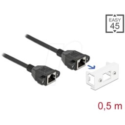 DELOCK 87130 - Cable alargador de red, Easy 45, S/FTP, Cat.6a, 0,5 m, negro