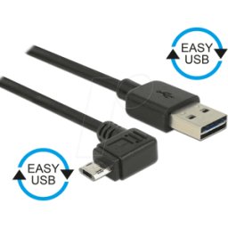 DELOCK 83854 - Cable USB 2.0, conector macho A EASY a conector Micro B, 3 m