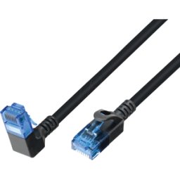 TTL NETWORK TTL 1810HFD1,5M - Cable de conexión CAT.6a, U/UTP, 1x90° inferior, SLIM, negro, 1,
