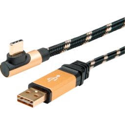 ROLINE GOLD ROLINE 11029061 - Cable USB 2,0, Un macho a C macho, en ángulo, 1,8 m..