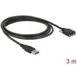 DELOCK 83599 - Cable USB 3.0, conector macho A a micro B, tornillos, 3 m