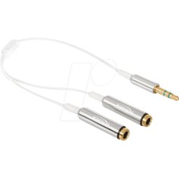 DELOCK 65355 - Cable de audio, conector jack de 3,5 mm a 2 adaptadores, 0,25 m