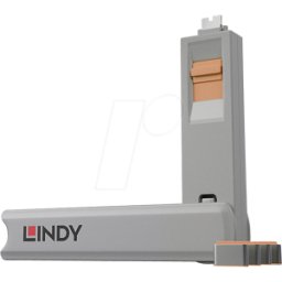 LINDY 40428 - Cerradura de puerto C USB (1 llave, 4 cerraduras), naranja