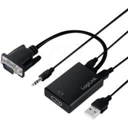 LOGILINK CV0060 - HDMI a VGA, + USB-a + conector jack de 3,5 mm, 1080p, 15 cm