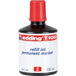 EDDING T100002 - Tinta de relleno, rotulador permanente, T 100, roja