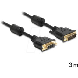 DELOCK 83187 - Extensión de DVI DVI 24+1 hombre a mujer, Dual Link, 3 m
