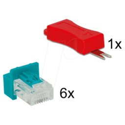 DELOCK 86425 - Juego de 6 conectores de pinza segura de red RJ45