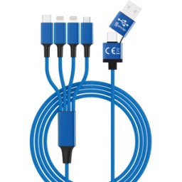 SMRTER HYDRA ELITE-L BL - Cable de carga, USB-A/-C -> micro USB, USB-C y 2x Lightning, azu