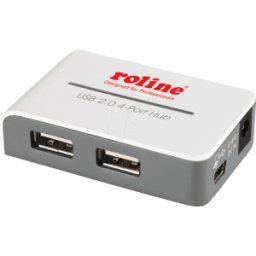 ROLINE 14025013 - USB 2,0 Hub de 4 puertos, USB-A, negro/blanco