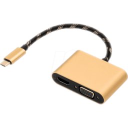 ROLINE GOLD ROLINE 12033165 - Adaptador USB-C > VGA, HDMI, 4K 60Hz, negro/oro