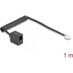 DELOCK 90230 - Cable telefónico / espiral, enchufe / clavija RJ11, 1 m