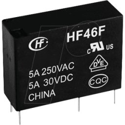 HONGFA HF 46F 12V - Relé de alimentación RF en miniatura, 12V, 1 NA 5A.