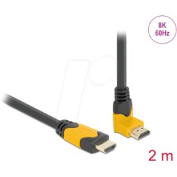 DELOCK 86989 - Cable HDMI, ángulo superior de 90° 48 GBit/s, 2 m