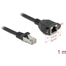 DELOCK 90775 - Cable de extensión de red, S/FTP, CAT.6a, 1 m, negro