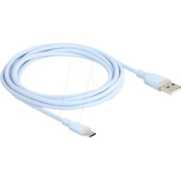 DELOCK 81223 - Cable USB 2.0, clavija A > clavija C, silicona, azul, 2,5 m