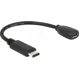 DELOCK 65578 - Cable USB 2.0, conector C a conector hembra Micro-B, 0,15 m