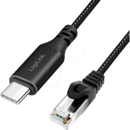LOGILINK CU0411 - Adaptador de red, cable, USB 3,2 Tipo-C, Gigabit Ethernet, 1,5 m