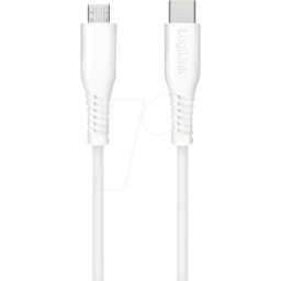 LOGILINK CU0245 - Cable de sincronización y carga, USB-C -> Micro B, 3,0 m, blanco