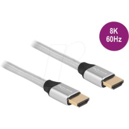 DELOCK 85366 - Cable HDMI de ultra alta velocidad 48 Gbps 8K 60 Hz plata 1 m