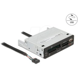 DELOCK 91708 - Lector de tarjetas, panel frontal de 3,5", USB 2.0