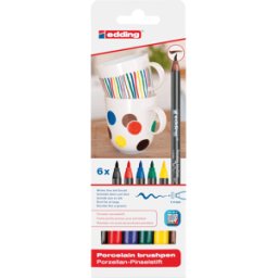 EDDING 4200/6S - Pinceles de porcelana juego de 6 combinaciones de colores "famil