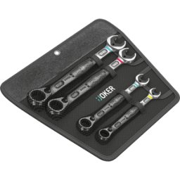 WERA 05020090001 - Juego de llaves de trinquete de anillo con boca, SW 10-19, 4 pie
