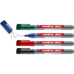 EDDING 361-4S - Marcador de pizarra blanca, 1,0 mm, surtido en 4 colores