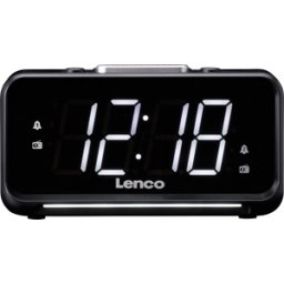 LENCO CR-28BK - Radio despertador FM, pantalla led con luz nocturna