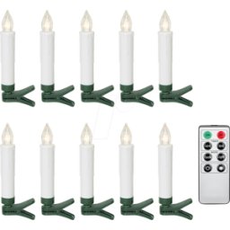 GOOBAY 77753 - Velas LED del árbol de Navidad conjunto de 10 blancos, co