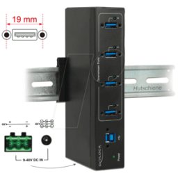 DELOCK 63309 - USB externo 3,0 Industrial Hub 4x USB Tipo-A..