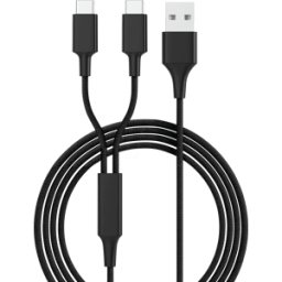 SMRTER HYDRA DUO-CBK - Cable de carga, USB -> 2x tipo C, negro