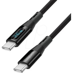 LOGILINK CU0446 - Cable de sincronización y carga, USB-C -> C, 1,0 m, pantalla OLE