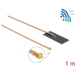 DELOCK 12609 - Antena WLAN MHF® I 0,5 - 1,2 dBi 1 m RG-178 PCB interno