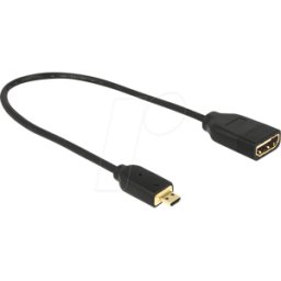 DELOCK 65687 - Conector HDMI Micro-D > conector hembra a, 4K 60 Hz, 20 cm