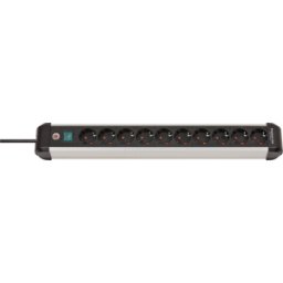 BRENNENSTUHL BRE 1391030000 - Regleta, 10 tomas, con interruptor y cable de 3 m, plateado / ne