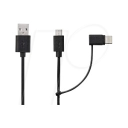 NEDIS N CCGL60610BK10 - Cable USB 2.0, conector a > conector B/conector C, 1 m, negro